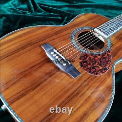 Moule 00045 à 6 cordes en bois KOA complet pour guitare acoustique électrique avec incrustation de coquille d'ormeau