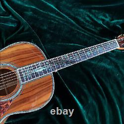 Moule 00045 à 6 cordes en bois KOA complet pour guitare acoustique électrique avec incrustation de coquille d'ormeau