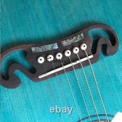 Nouvelle guitare acoustique-électrique à 6 cordes avec EQ intégré, en placage de flamme bleu transparent.