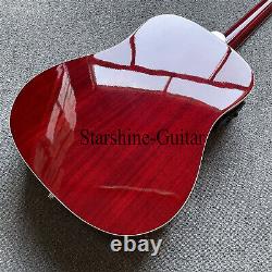 STARSHINE Guitare acoustique-électrique à 12 cordes rouge Hummingbird en épicéa massif