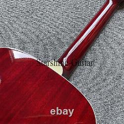 STARSHINE Guitare acoustique-électrique à 12 cordes rouge Hummingbird en épicéa massif