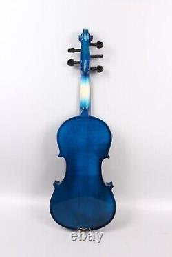 Violon électrique à 5 cordes acoustique, taille 4/4, en érable massif et épicéa, fabriqué à la main, couleur bleue.