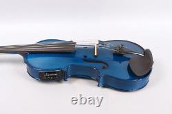 Violon électrique à 5 cordes acoustique, taille 4/4, en érable massif et épicéa, fabriqué à la main, couleur bleue.
