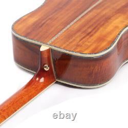 ZUWEI 1 Guitare électrique acoustique 6 cordes avec table en Koa massif et incrustations en véritable abalone