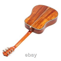 ZUWEI 1 Guitare électrique acoustique 6 cordes avec table en Koa massif et incrustations en véritable abalone